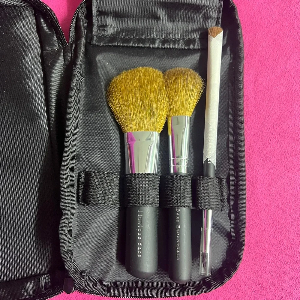 Bare Escentials makeup travel bag with brushes